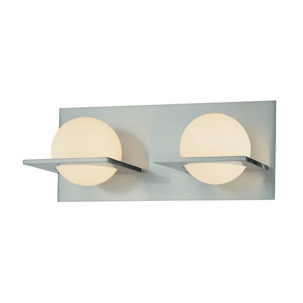 2 Light Vanity Wall Fixture Chrome Finish Floating Orb Modern Bathroom Alico Elk